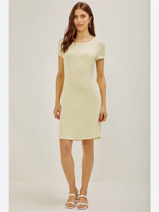 3 dots Dresses & Skirts - Three Dots Yellow & White Striped Midi Dress 🌼 | 100% Cotton | Size Large | NWOT